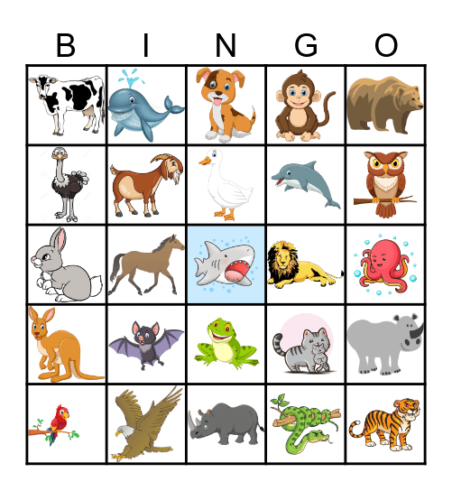 Animal Bingo Card