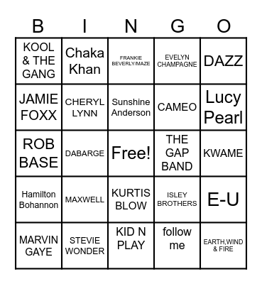 COOKOUT MUSIC Bingo Card