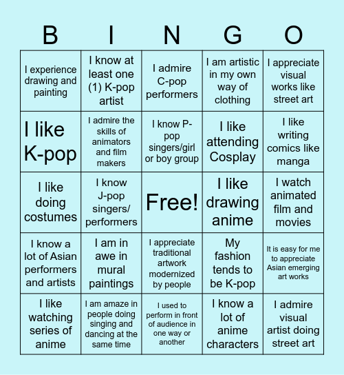 🦋🫧🐚🪼🦈 Bingo Card