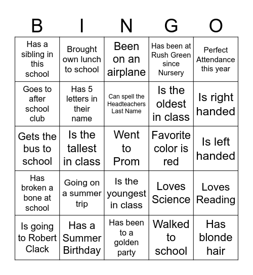 End Of The Year Bingo Card