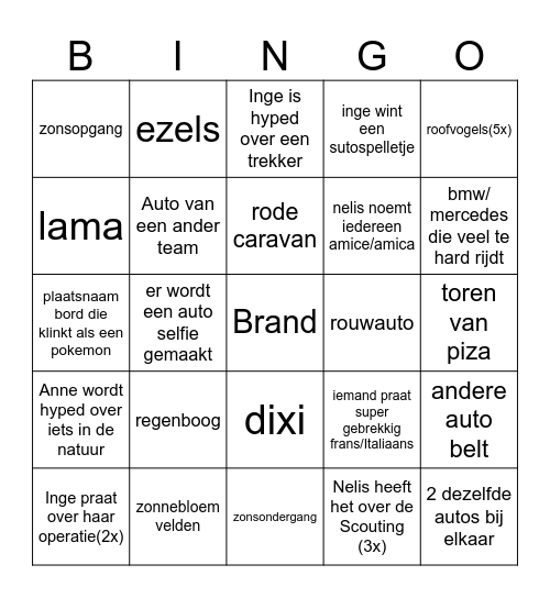 Autobingo vuurkantie 2025 Bingo Card