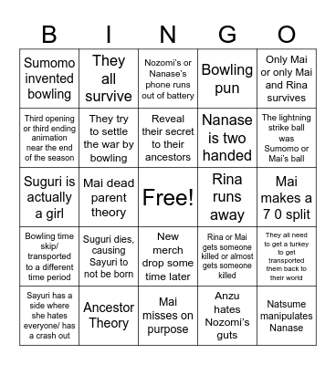 Turkey Bowling Bingo Card