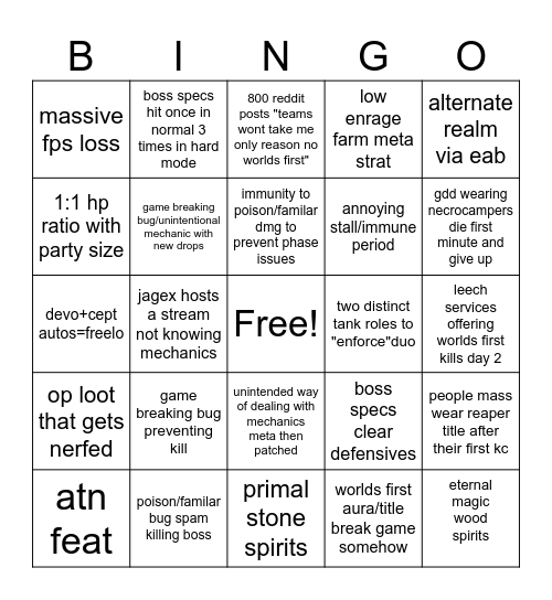 amascut bingo Card