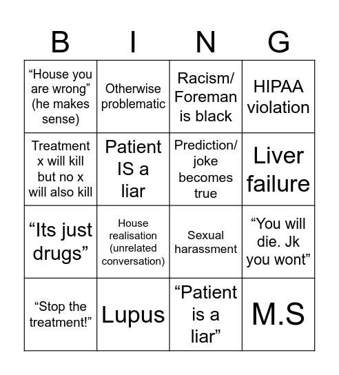 MD House bingo Card