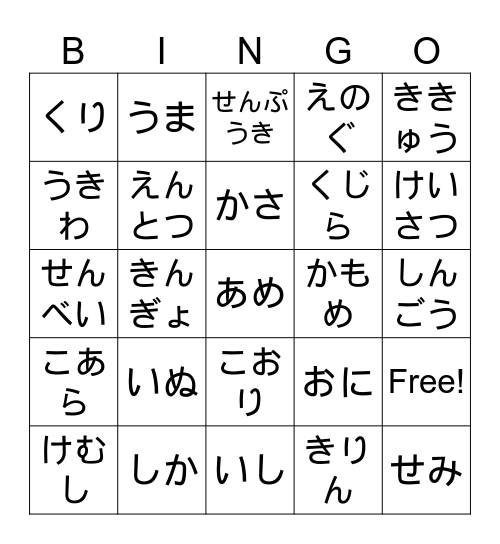 単語1－1 Bingo Card