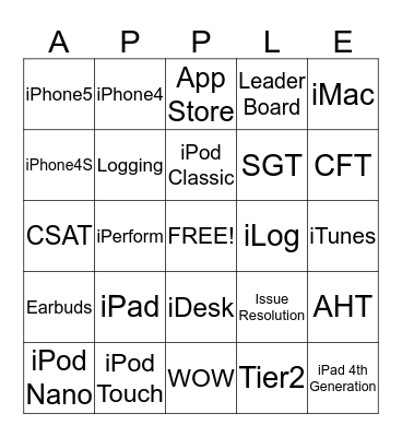 Apple Bingo  Bingo Card