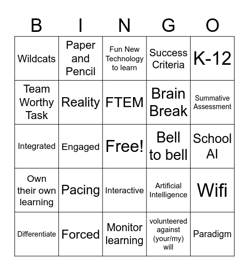 Professional Development Bingo Card