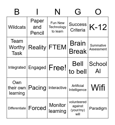 Professional Development Bingo Card