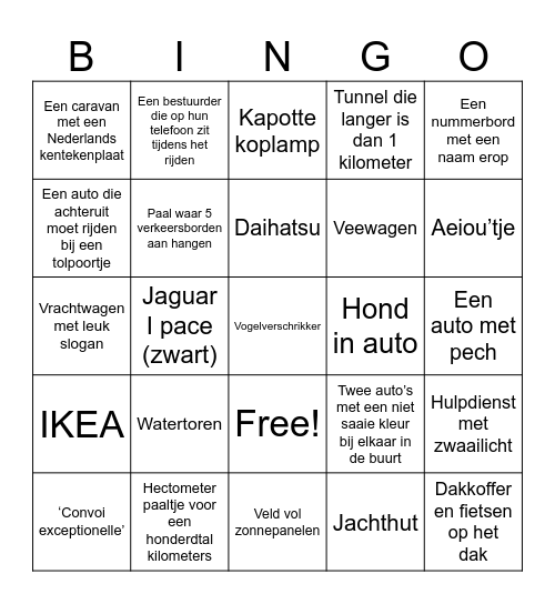 Van der Linden autobingo Card
