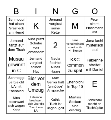 Musikfest 2025 Bingo Card