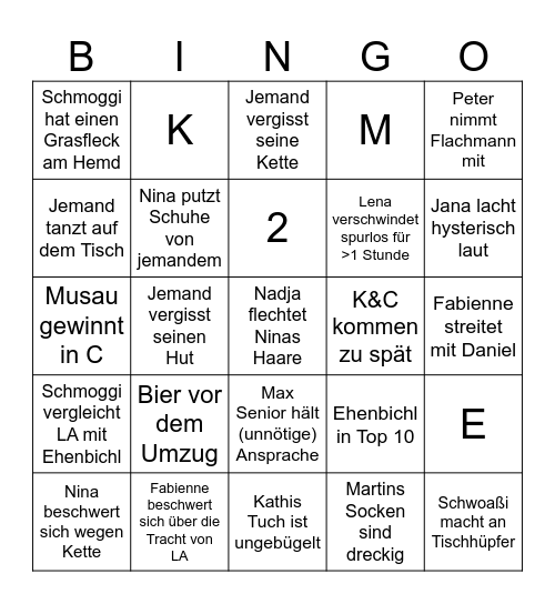 Musikfest 2025 Bingo Card