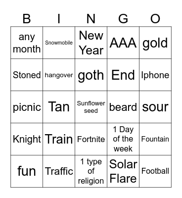 Infinite Craft Bingo Card
