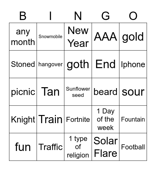 Infinite Craft Bingo Card