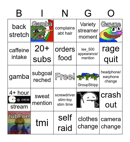 Tubbo Stream Bingo Card