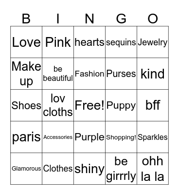 Paris Bingo Card