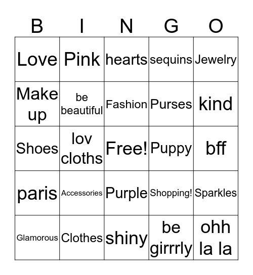 Paris Bingo Card