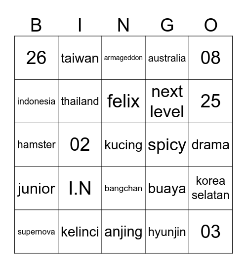 jeongayenz bingo Card
