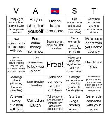 Koh rong bingo Card