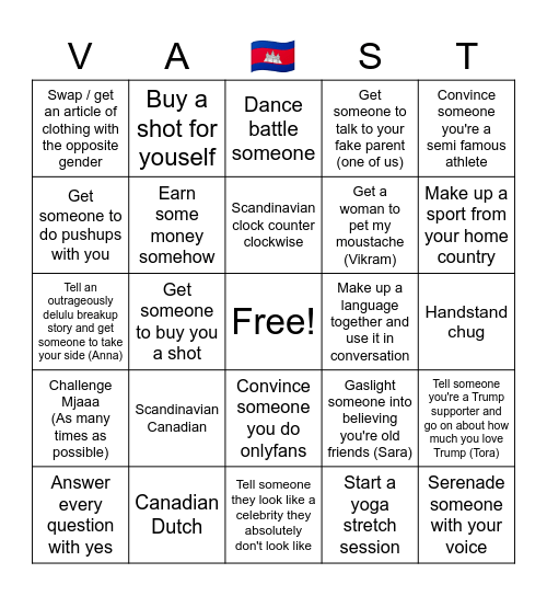 Koh rong bingo Card