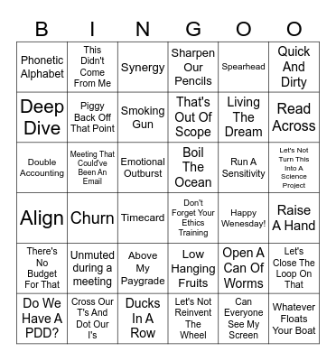 Office Lingo Bingo Card