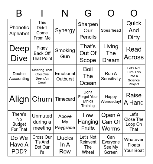 Office Lingo Bingo Card