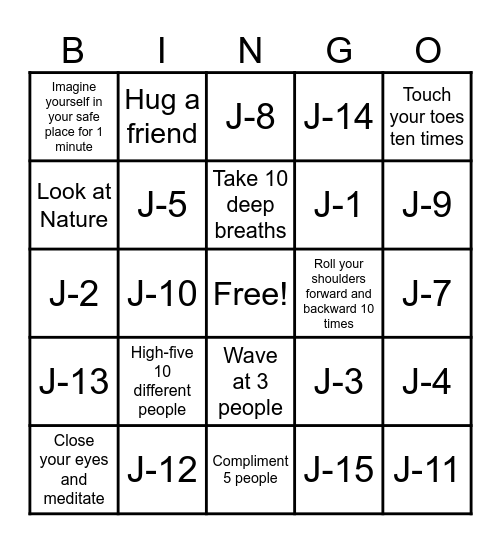 Wellness Bingo Card