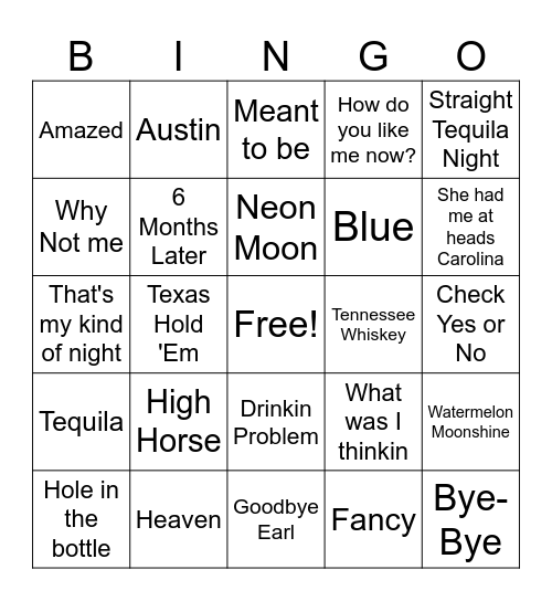 Country Slingo Bingo Card