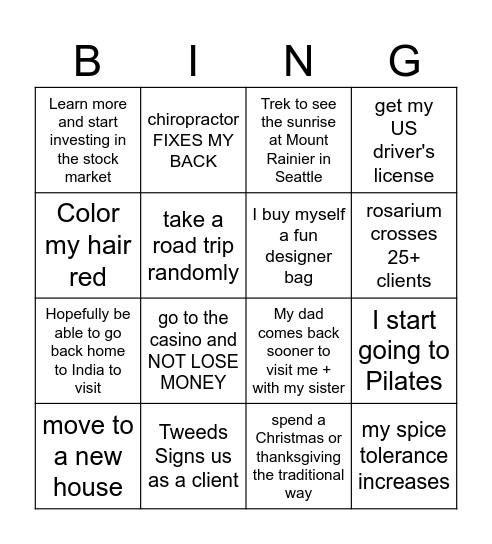 Farah Bingo Card