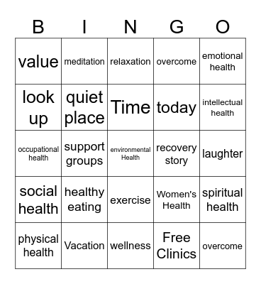 Health Bingo Card