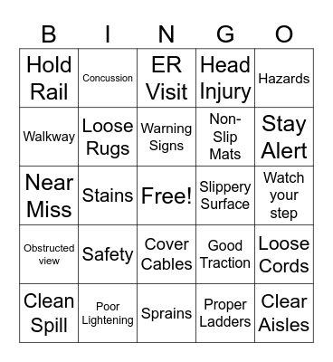 SLIP, TRIPS and FALLS BINGO Card