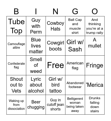 Country Concert Bingo Card