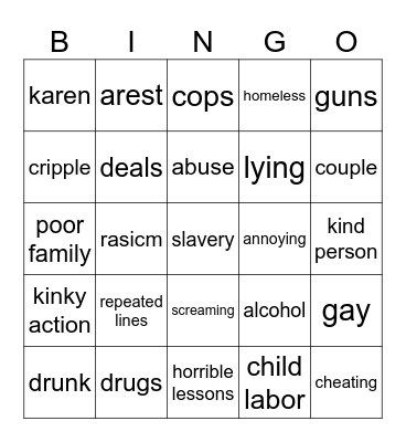 dahr man Bingo Card