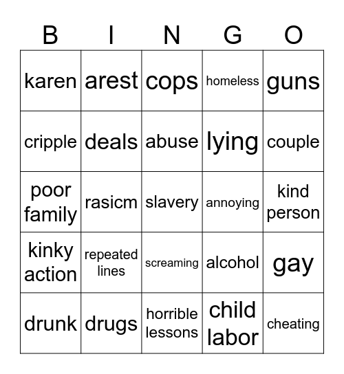 dahr man Bingo Card