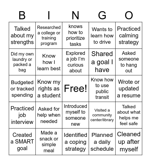 Adulting Bingo: Stepping into the Future! Bingo Card