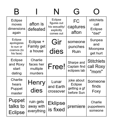 EaPS finale Bingo Card