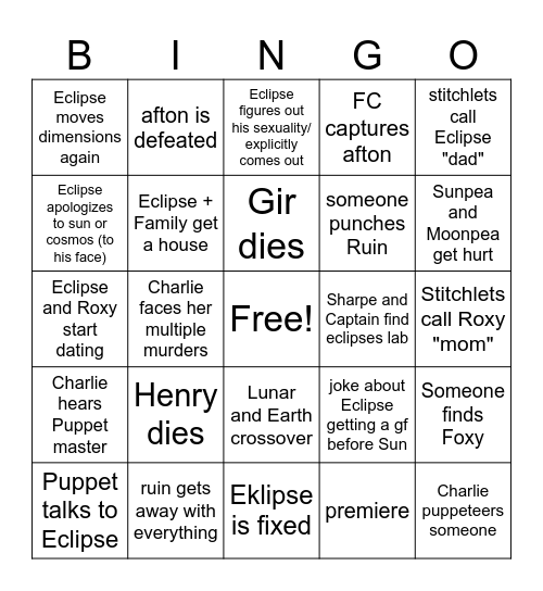 EaPS finale Bingo Card