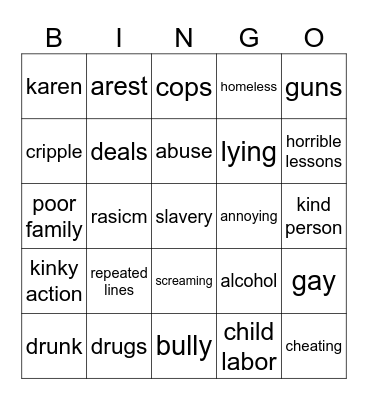 dahr man Bingo Card