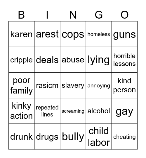 dahr man Bingo Card
