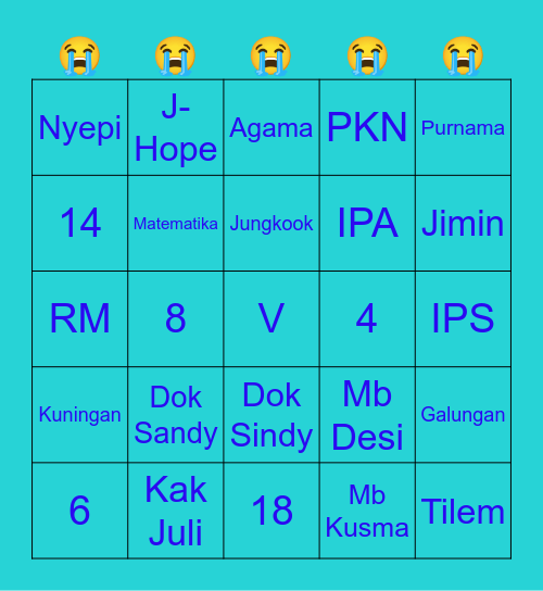 MAAF SAYANGG Bingo Card