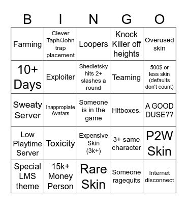 CRAYONDOGE-FORSAKEN Bingo Card