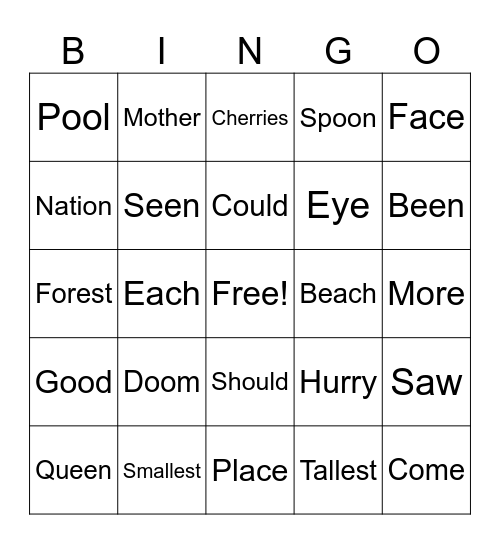 June 18 Bingo Card