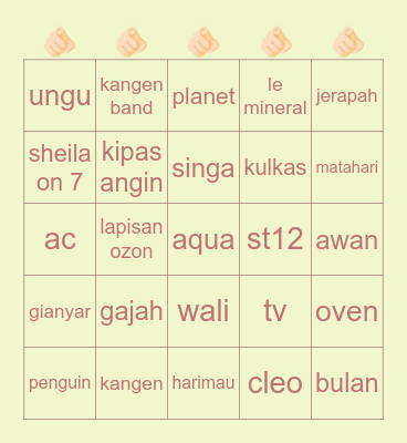 intan <3 Bingo Card