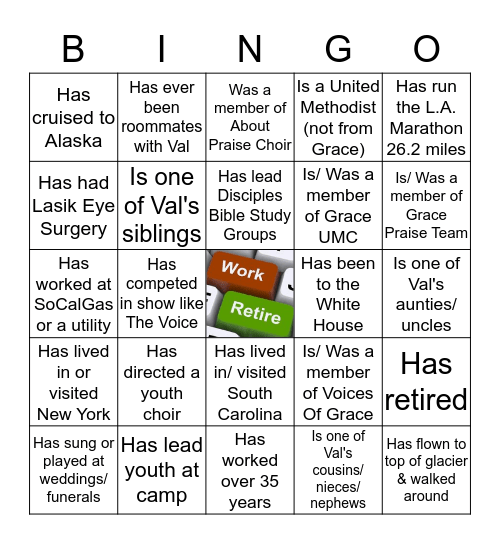 Val's Retirement Bingo Card