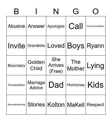 "The Speech" BINGO Card