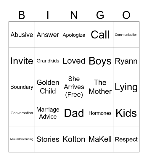 "The Speech" BINGO Card