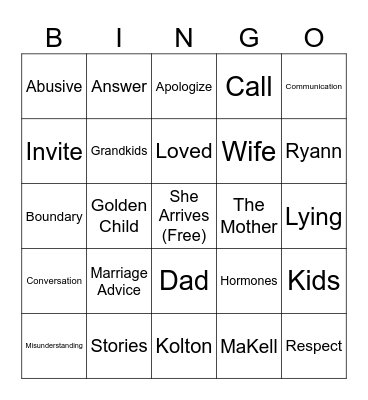 "The Speech" BINGO Card