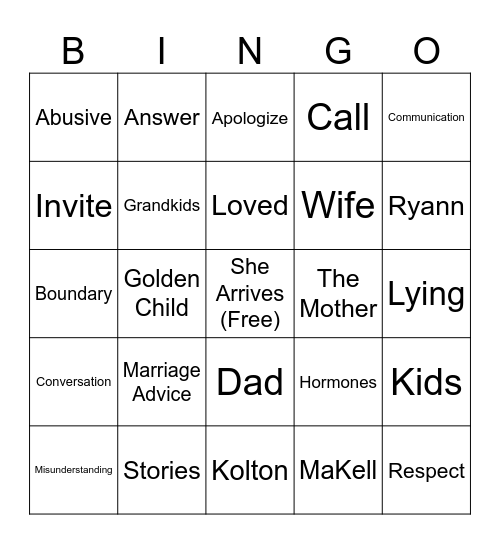 "The Speech" BINGO Card