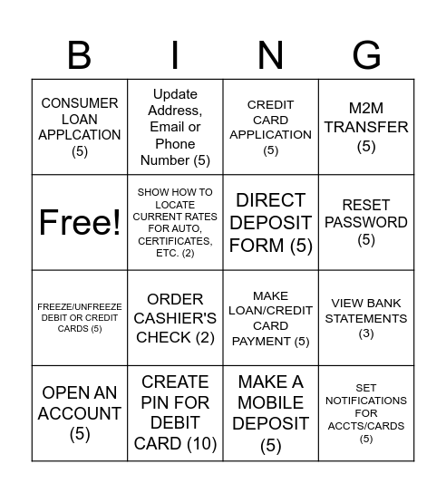 DIGITAL Bingo Card