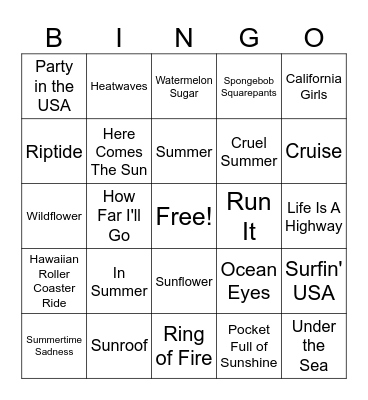 Summertime Bingo Card