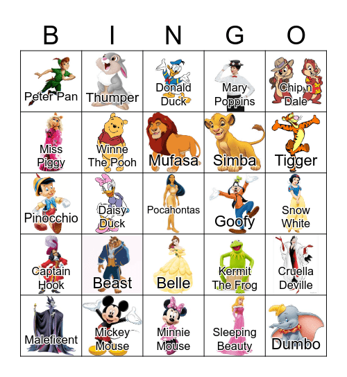 DISNEY CHARACTERS Bingo Card